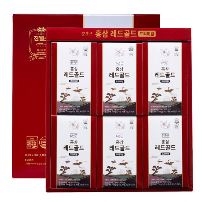 진웰스 국내산 6년근 발효 홍삼 레드골드 프리미엄 선물세트, 1개, 2.1L