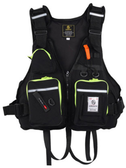 감성스터프 바다 민물 부력 낚시조끼 루어 대형 포켓 주머니, 블랙형광