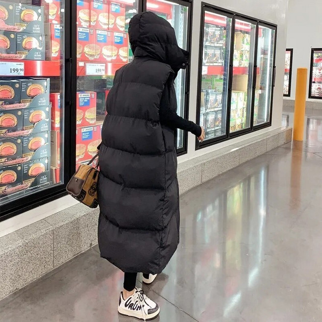 Kingfishe여성 면조끼 가을 겨울 롱 경량 패딩조끼 캐주얼 bv35166