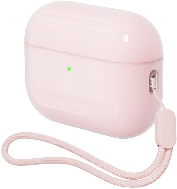 플레이360 에어팟프로 2 생팟느낌 세라미 케이스 스트랩세트 / 외부PC+내부실리콘 2중구조, 베이비핑크