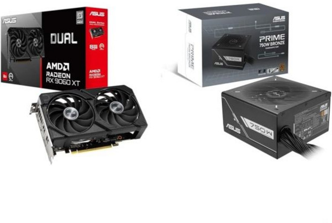 ASUS AMD 라데온 RX 9060 XT 비디오 카드 8GB GDDR6 듀얼-RX9060XT-8G, Power Set (PRIME 750W)