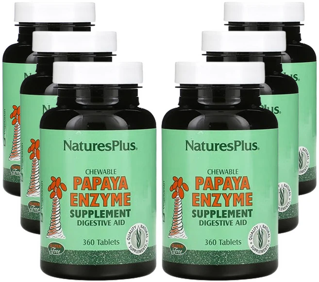 네이쳐스플러스 씹을 수 있는 파파야 효소 보충제, 6개, 360정 - 쿠팡