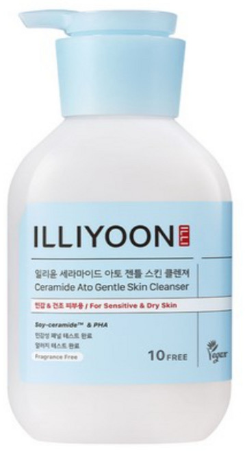 ILLIYOON 一理潤 韓國神經醯胺舒緩系列 弱酸性溫和潔膚露 400mL 敏感肌適用, 1個, 神經酰胺弱酸性溫和潔膚露 400mL