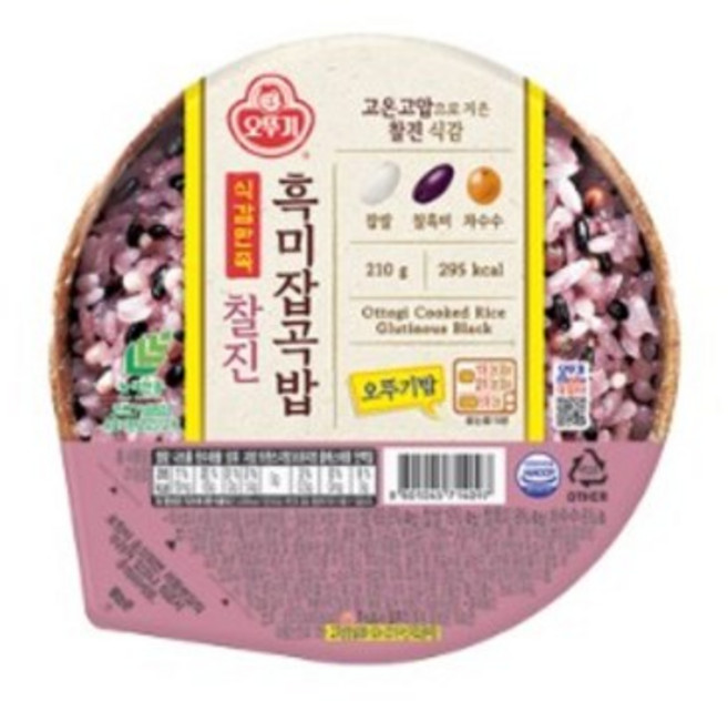 오뚜기 식감만족 찰진 흑미잡곡밥, 210g, 12개