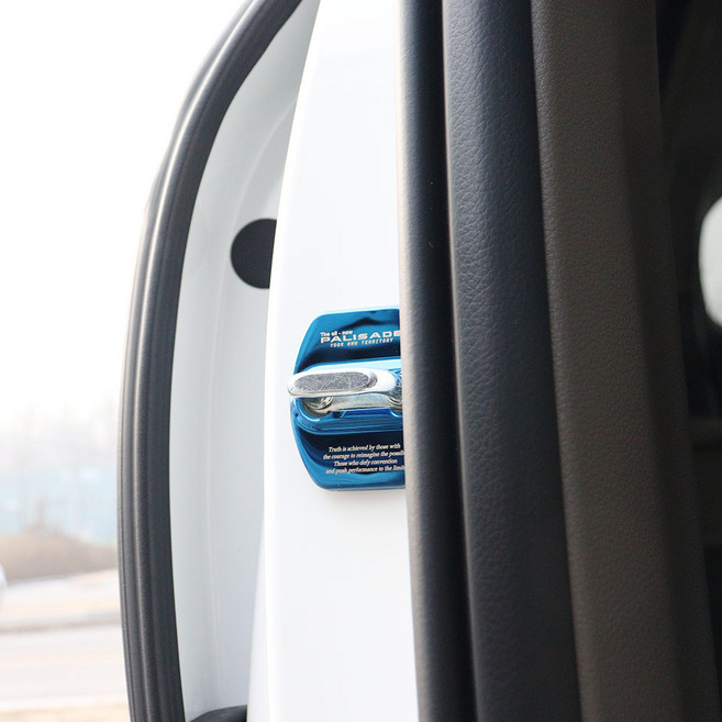 [비브랜드](더원스)로고각인 크롬 도어스트라이커 도어락 커버 몰딩 디 올 뉴 팰리세이드 풀체인지 호환, 골드, 1개