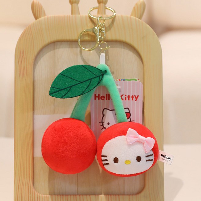 헬로키티 봉제 열쇠고리 인형 열쇠고리, 1개, Cherry