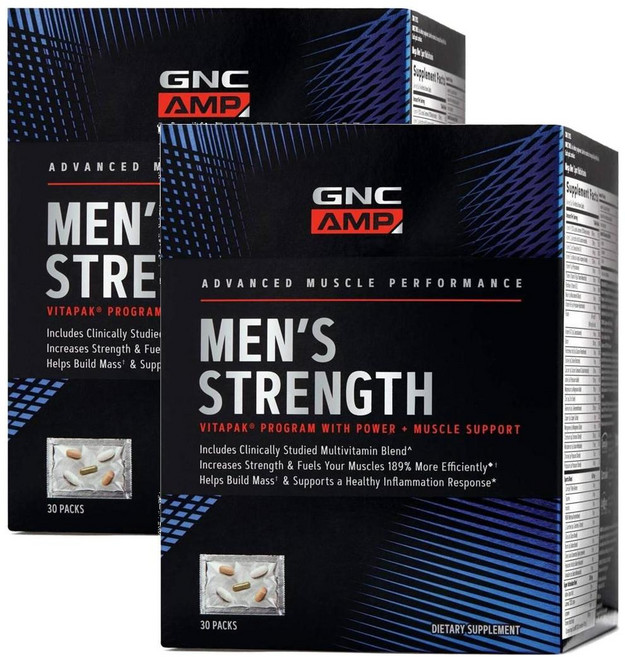 지엔씨 남성 스트렝스 비타팩 멀티비타민 (1포 5정입) 30포) GNC AMP Men's Strength Vitapak, 2개, 30회분