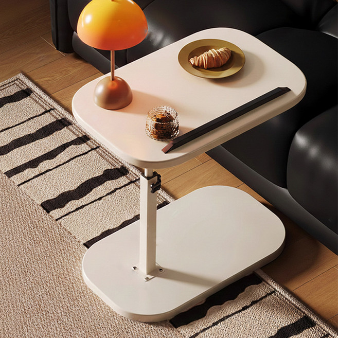 Veralool 침대 거실 쇼파 사이드 테이블 이동식 높이&각도조절 가능 베드 협탁 책상40*30*45-80cm, 화이트