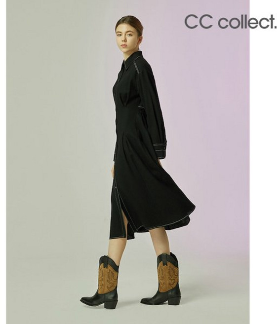 CC콜렉트 [] 울거즈 셔츠형 원피스 BK_C234MSE033