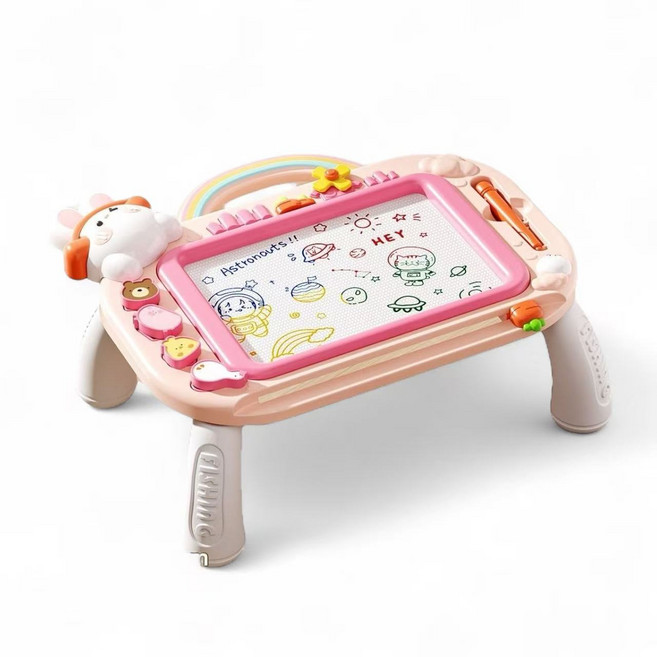 兒童磁性畫板 可愛動物造型 可重複使用 輕巧便攜, 粉色, 1個