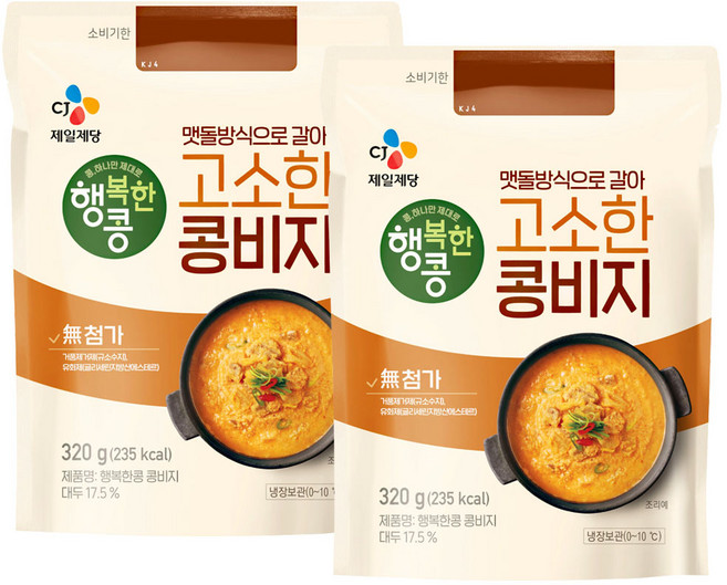 (냉장)행복한콩 콩비지320gx2개, 2개, 320g