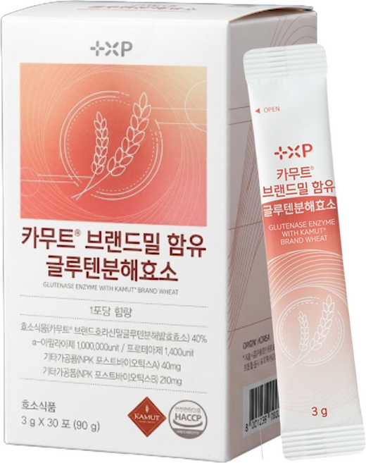카무트 호라산밀 함유 저분자 글루텐분해효소 포스트바이오틱스 유산균 소화효소 역가수치 상향으로 더욱 높은, 1박스, 30정