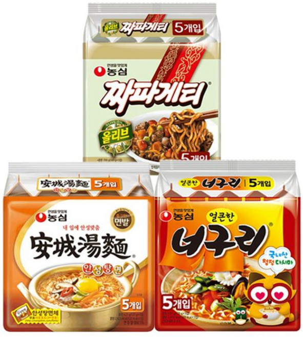 안성탕면 5입 + 짜파게티 5입 + 너구리 5입, 없음, 1개