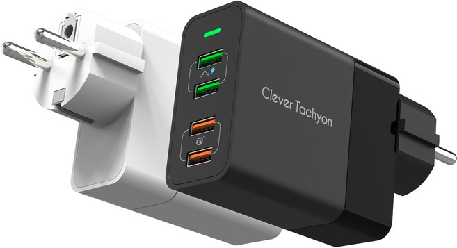 클레버 타키온 60W 4포트 접지형 퀵차지3.0 고속 멀티충전기 GA4QC, 1개, 타키온 GA4QC(화이트)