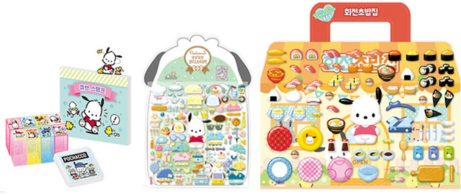 산리오 포차코 큐브스탬프 스티커 3종세트, 단품