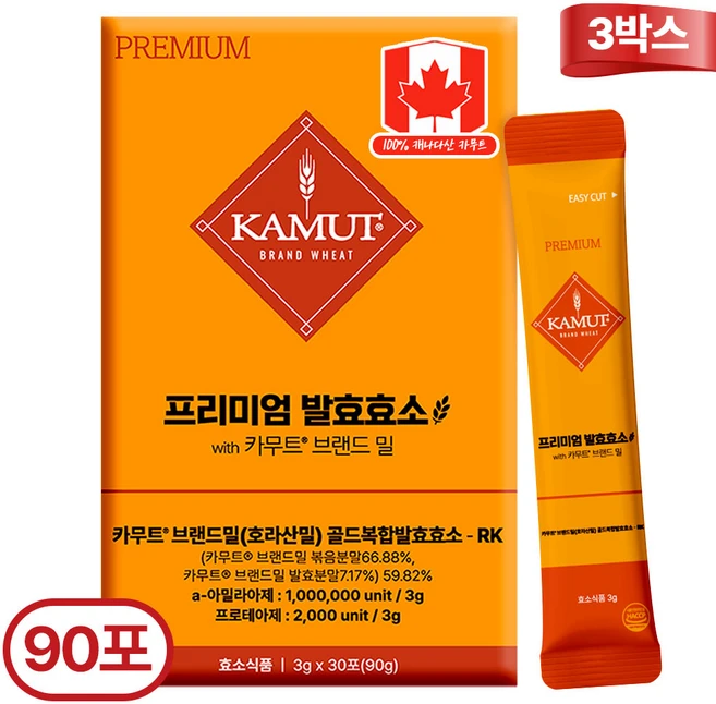 카무트 프리미엄 카무트 효소 캐나다 정품 30p, 3개, 90g - 쿠팡