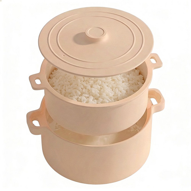실리콘 전자레인지 저당밥솥 저칼로리 다용도 찜기, 1개, 베이지