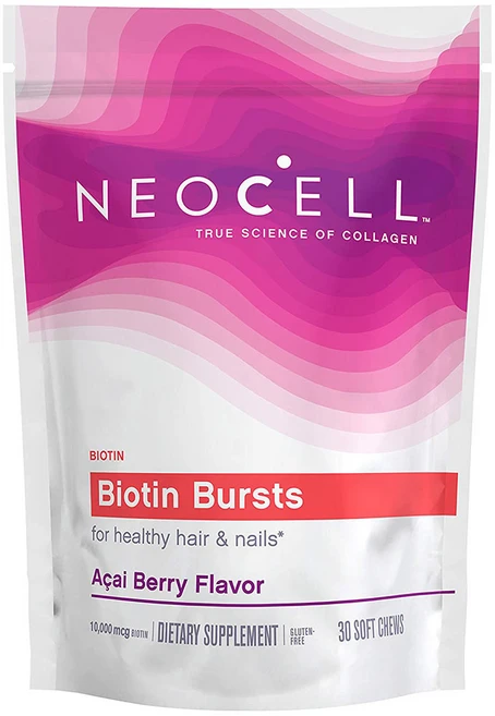 네오셀 비오틴 버스트 10000mcg 브라질리언 아사이 베리 소프트 츄, 1개, 30정 - 쿠팡
