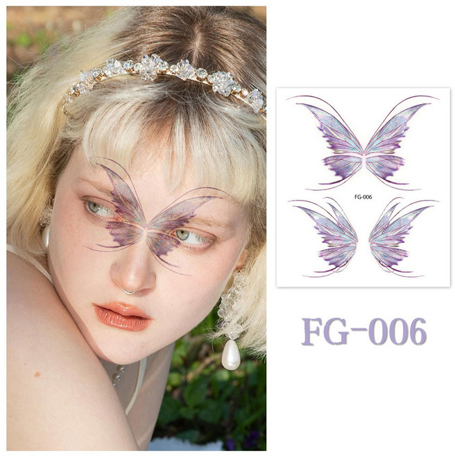 FG-007 夢幻天使翅膀紋身貼紙 防水持久, 1個, FG-06