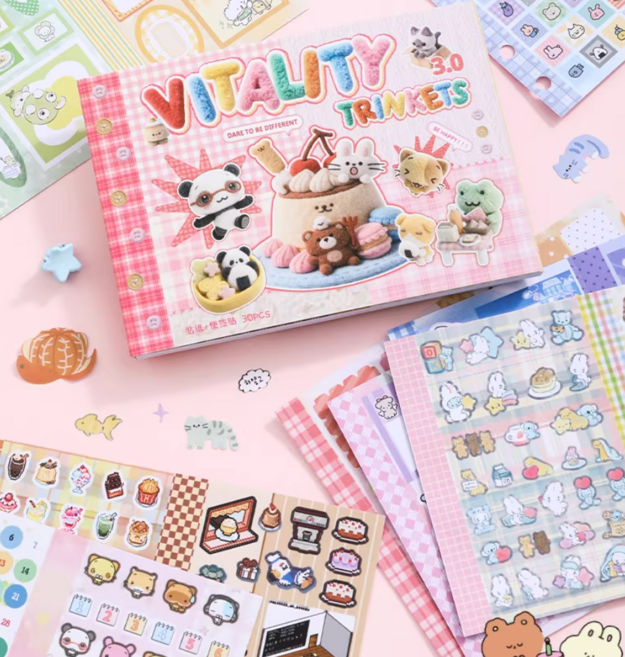 다꾸 스티커북 호키포키 다이어리꾸미기 씰스티커 탑꾸 포토카드 레트로 빈티지 키치 도무송, 1개, 귀염뽀짝