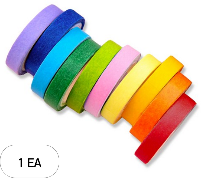 레더스 무지개 마스킹 테이프 10종 세트 7mm x 3.5m, 혼합색상, 1세트