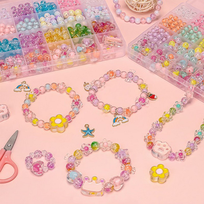 DIY러블리 비즈 공예 키트, 1세트, 분홍색