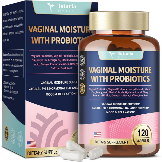 Totaria 여성 질 건강 유산균 100억 CFU 프로바이오틱스 프리바이오틱스 영양제, 1개, 120정