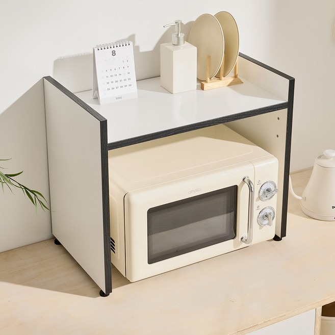 리센트 높이 조절 전자레인지 수납장 선반 거치대, 2단, 화이트