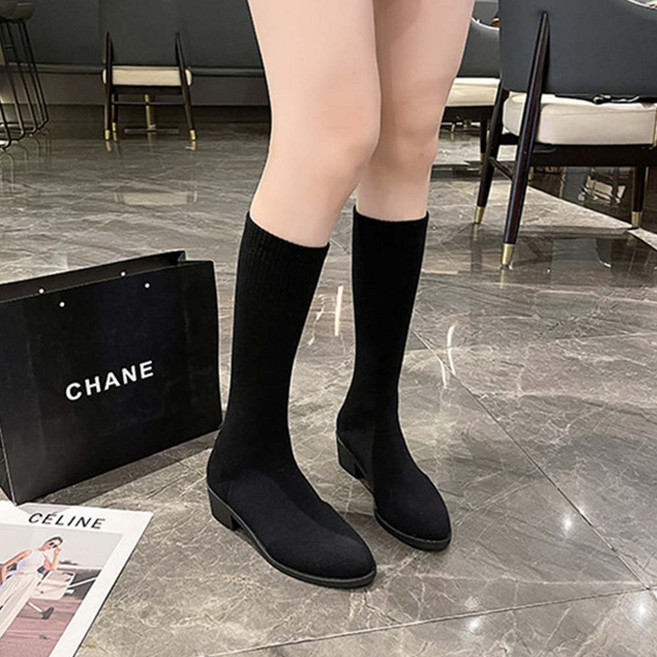 besteffie 여성 겨울 롱 부츠 편안한 캐주얼 신발 프리미엄 두꺼운 빅사이즈