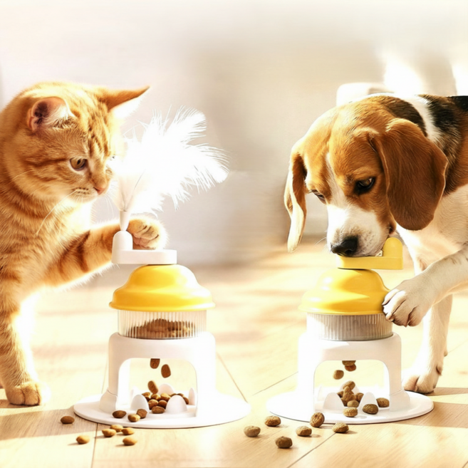 카라몰리 강아지 고양이 간식 노즈워크 놀이 장난감, 1개, 노랑