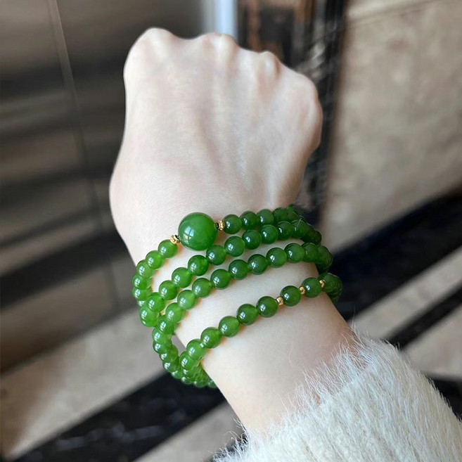 RUNYAYA 여성팔찌 옥 팔찌 비즈팔찌 행운팔찌 원석 염주팔찌 데일리 쥬얼리