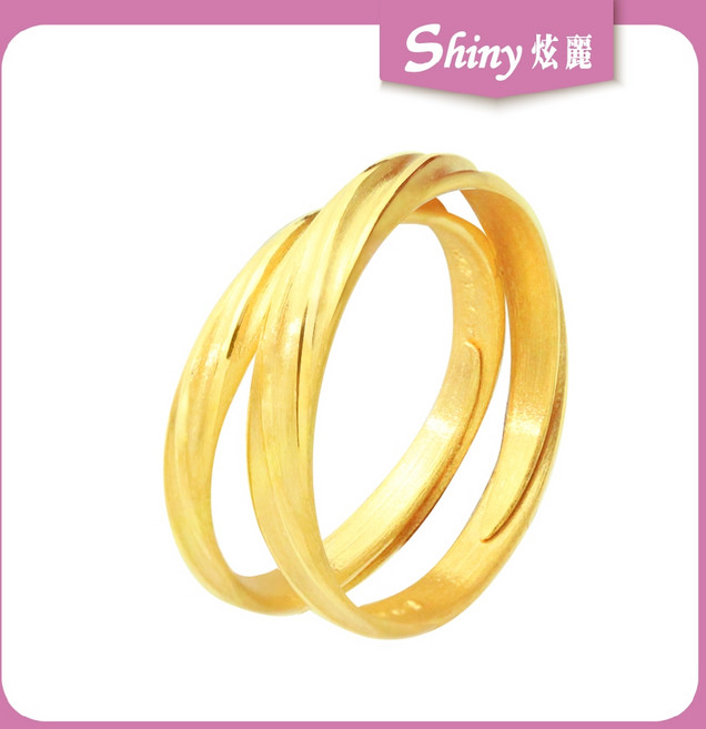 炫麗 9999純金 黃金對戒 斜線款