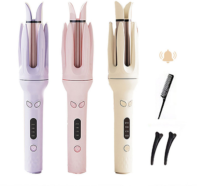 自動捲髮棒 28mm 四段溫控 360°旋轉, 米黃色, 負離子護髮