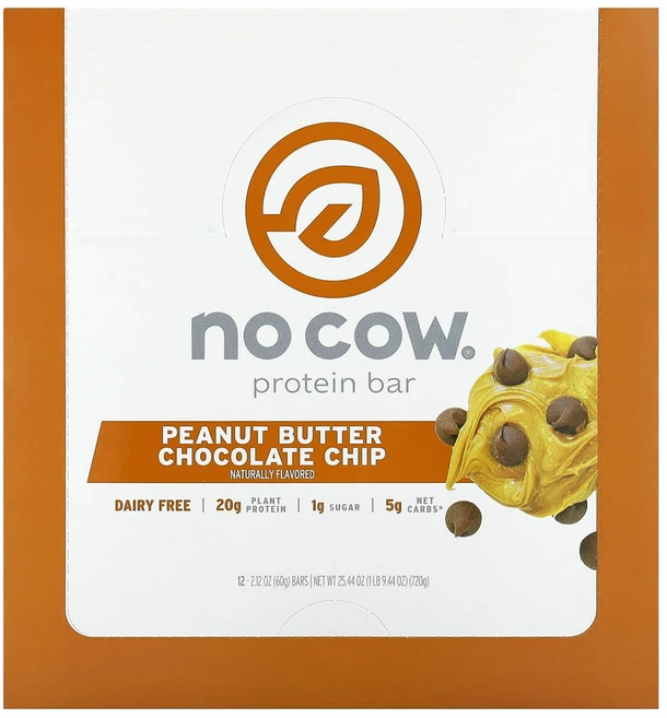 NoCow 프로틴바 피넛 버터 초콜릿 칩 12개입 각 2.12oz(60g), NOC00507, 1개 - 쿠팡