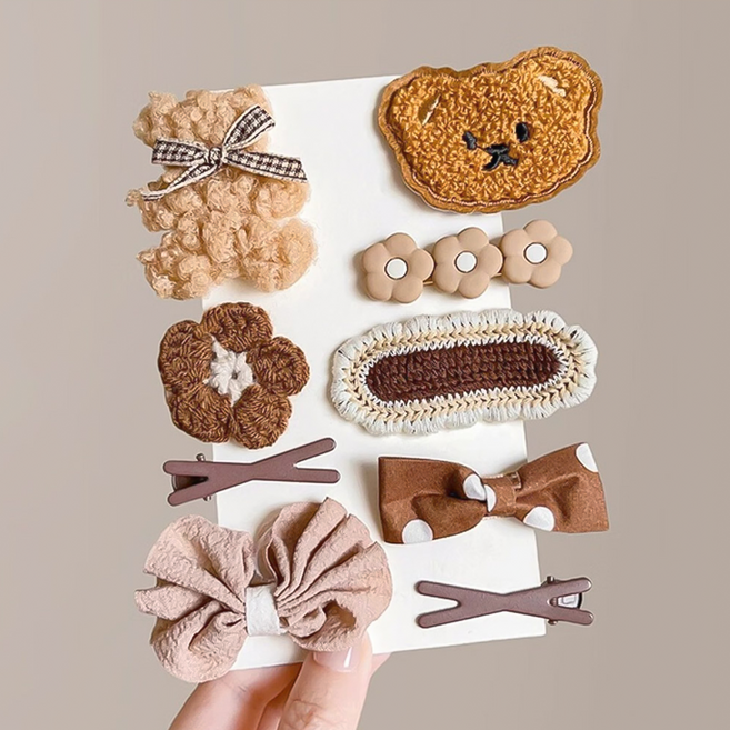 베러브라이트 유아 머리핀 플라워 곰돌이 아기삔 8종 세트