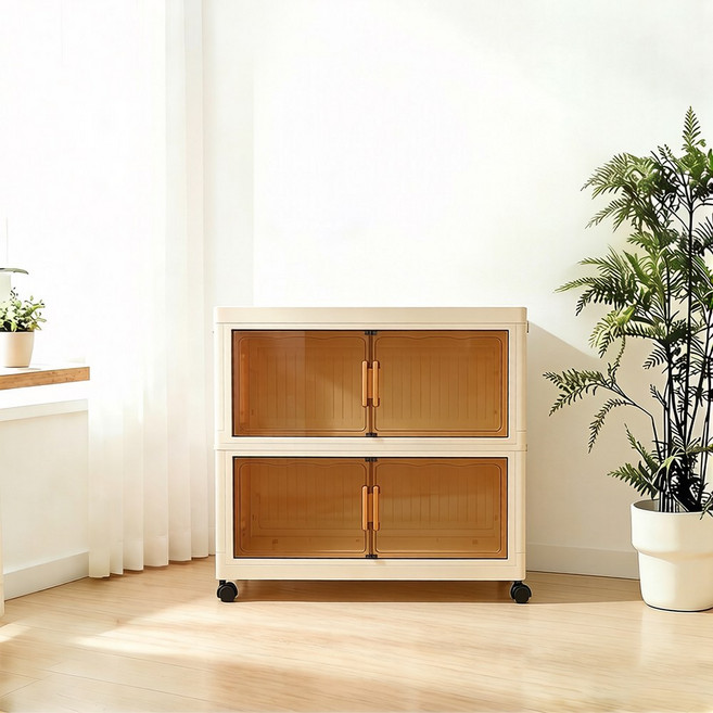 Frokom 대용량 이동식 폴딩 수납장 폭70cm 리빙박스 이불 옷 보관 다용도 적층형 수납 정리함, 투명