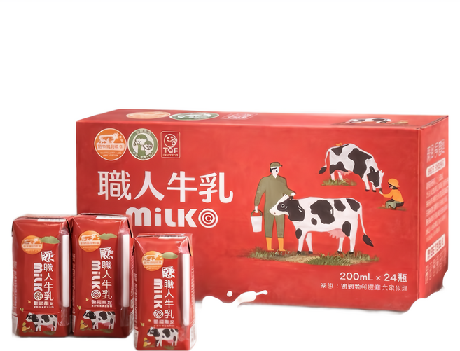 職人保久乳 動物福利認證台灣A級生乳, 24個裝, 200L