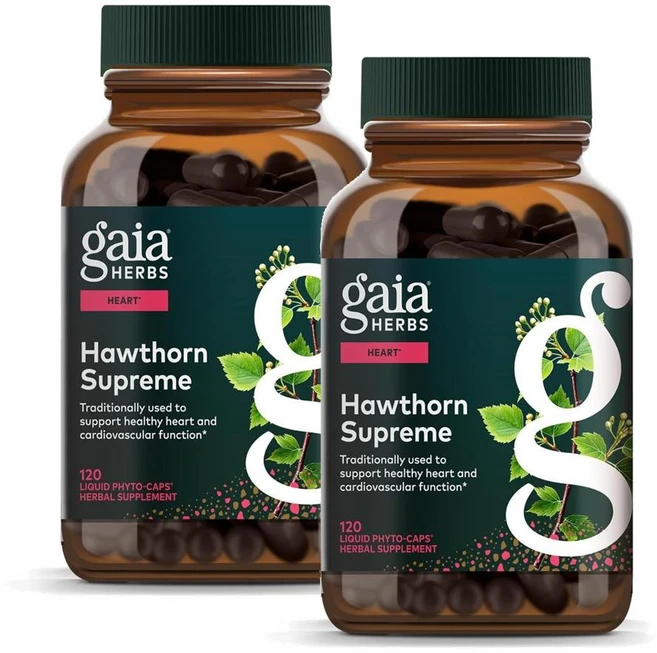 가이아허브 호손베리 수프림 산사나무열매 캡슐 Gaia Herbs Hawthorn Supreme, 2개, 120정 - 쿠팡
