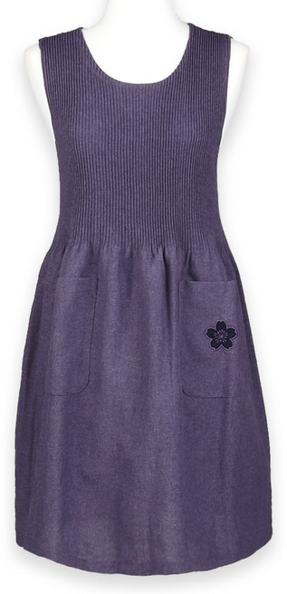 젤로조아 여성 벚꽃자수 원피스 앞치마 주방 카페 어린이집 예쁜 미용실, 1개, 퍼플