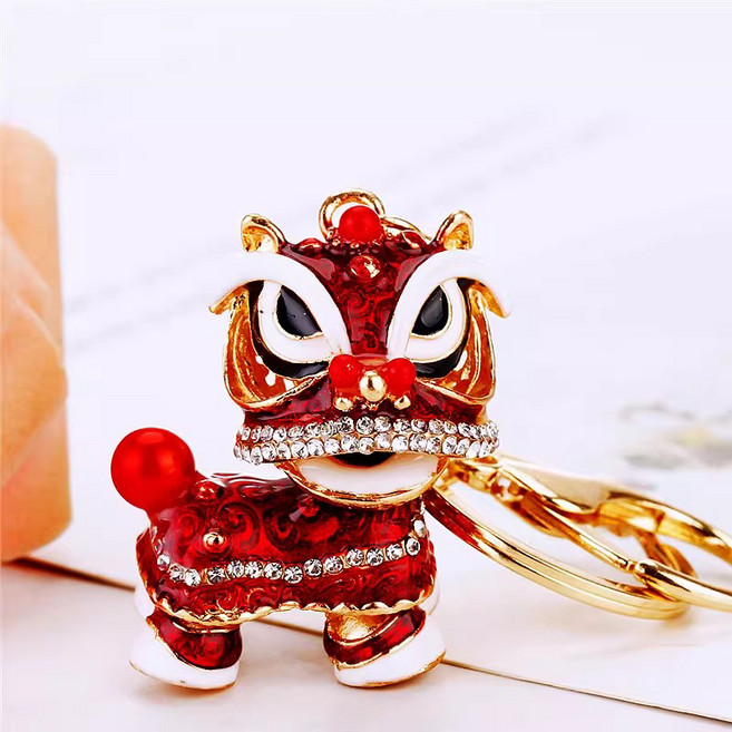 BAFC1857 차이나 아이디어 기프트 큐빅 재산을 모으다 기린 사자 자동차 키링 남녀 가방걸이 키 링, 1개, B2