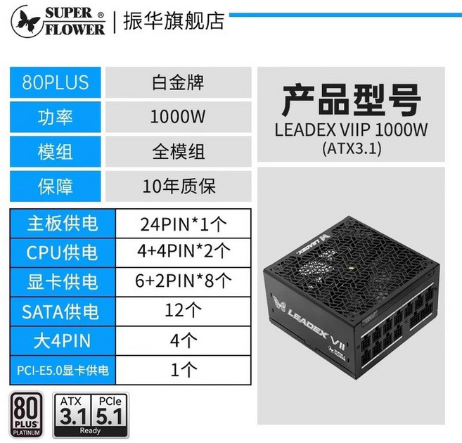 SuperFlower SF 1000F14XP LEADEX VII PLATINUM 파워서 ATX BLA 3, 1 LEADEX VIIP1000W ATX3 1 화이트골