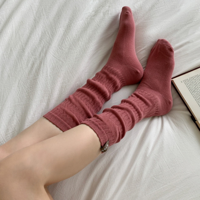 [비마이뮤즈] 데이 패치 포인트 셔링 주름 데일리 봄 대학생 개강룩 루즈 니트 레그워머 니삭스 양말 3color