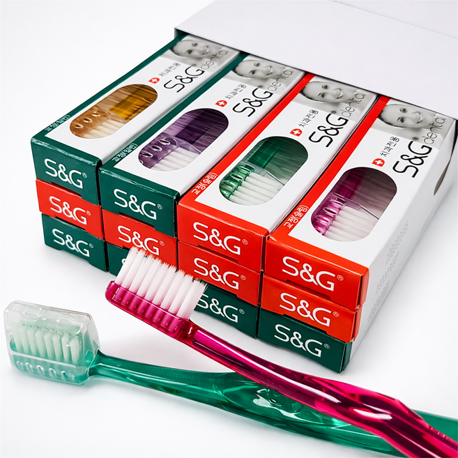 S&G 치과전용 국산 교정용칫솔 콤비 반반구성 세트, 1박스, 12개입