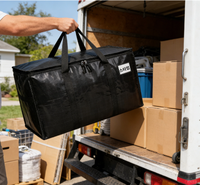 스타업 대용량 이사박스 튼튼한 접이식 이사가방 방수 이삿짐 포장박스, 1개, 블랙