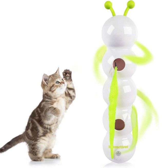 고양이 사냥놀이 애벌레 전동 잡기놀이 놀아주기, 화이트, 1개
