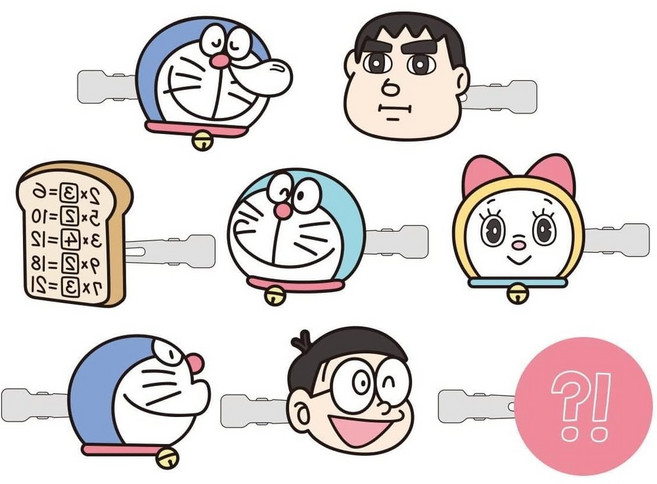 일본직구 도라에몽 랜덤 무작위 앞머리클립 헤어핀 머리핀 깜짝선물 랜덤뽑기, 옵션1