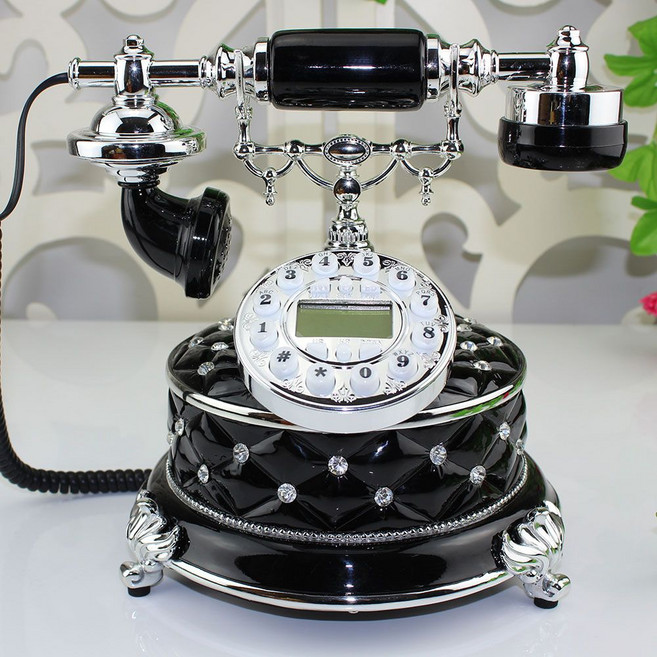 엔틱유선전화기 아날로그 클래식 촬영 소품 유럽풍 텔레폰, 블랙