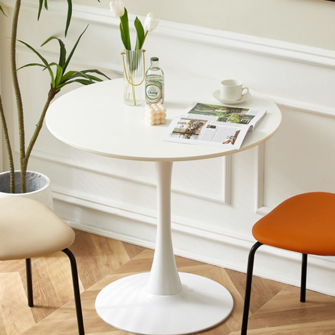 하루꿈 원형 식탁 테이블 카페 인테리어 다용도 주방 거실 탁자 밥상, 2인용, 화이트