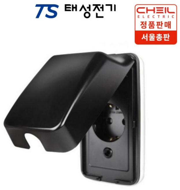 제일전기 디아트 매트블랙 방우형1구 콘센트, 1개