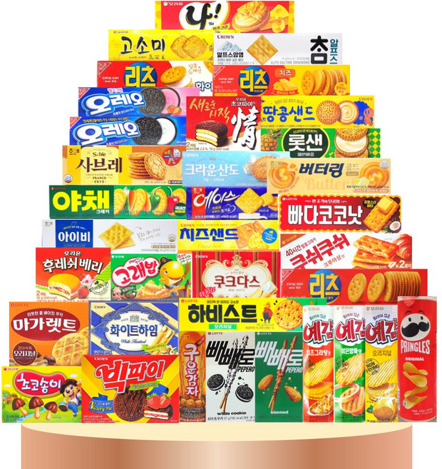 [판다네 마켓] 소형 35종-C 과자세트 (빅파이 마가렛트 후레쉬베리 초코파이 쿠크다스 고래밥 초코송이 화이트하임 빼빼로 빠다코코낫 버터링 치즈샌드 사브레 쿠쉬쿠쉬 에이스 예감), 1개